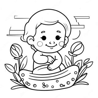 Baby Moses Umkringdur Blomum Litabok 104561-42346