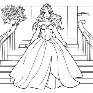 Glæsileg Anime Prinsessa Í Sloppi Litunarsíða Litasíður