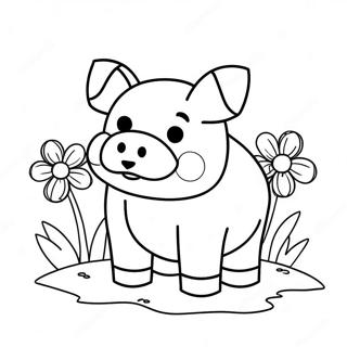 Gladlegt Minecraft Svin Med Blomum Lita Sida 126833 60471