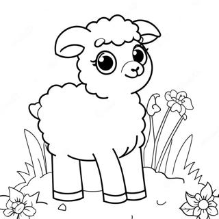Lodid Lamb Med Blomum Litabok Litasíður
