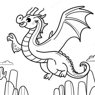 Fljúgandi Dreki Yfir Dragon City Litunarsíða Litasíður