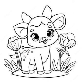 Leikandi Born Hjortur Med Blomum Litabok 138696-69980