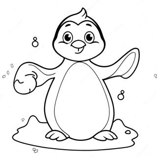 Lita Bok Leikandi Pinguin Med Snjokulu Teikningasida 19916-4353