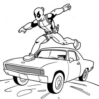 Deadpool Ad Hoppa Yfir Bil Litabok 30559-6665