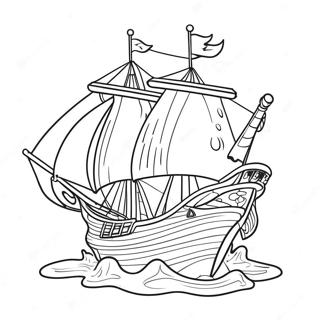 Sigling Sjoraeningja Skip Med Jolly Roger Fananum Litabok 37171-8120