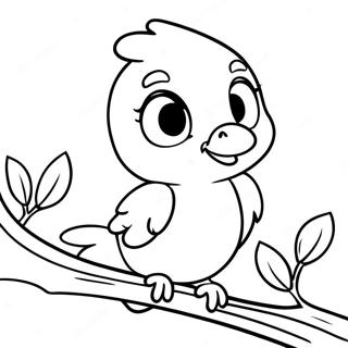Yndislegt Tweety Bird Sitjandi Á Grein Til Að Lita Litasíður