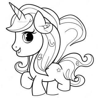 Princess Celestia Með Glitrandi Faxi Litunarsíða Litasíður