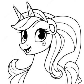 Princess Celestia Með Glitrandi Faxi Litunarsíða Litasíður