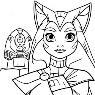 Ahsoka Tano Með Lærlingi Litunarsíða Litasíður