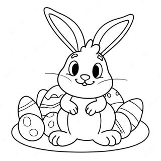 Páskabunny Með Litríkar Egg Litabók Litasíður
