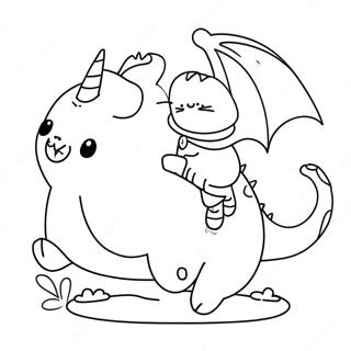 Leikandi Pusheen Ad Rida Drekka Litabok Litasíður