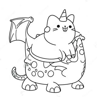 Leikandi Pusheen Ad Rida Drekka Litabok Litasíður