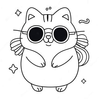 Fyndinn Pusheen Med Solgleraugu Litabok Litasíður