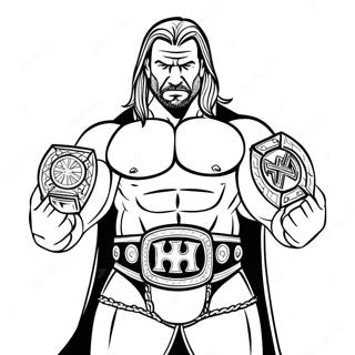 Krefjandi Triple H Með Tvö Belti Tengdu Punktana Síða Litasíður