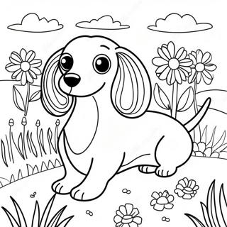 Langhaerdur Dachshund I Blomabedi Litabok 79358-21554