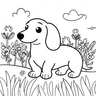 Langhaerdur Dachshund I Blomabedi Litabok 79358-21555