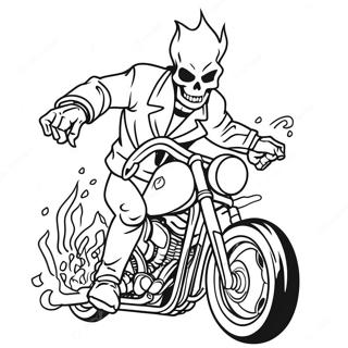 Ghost Rider Í Logum Litunarsíða Litasíður