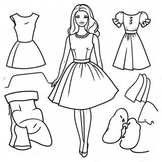 Klassísk Barbie Tískulitunarsíða Litasíður