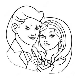Romantísk Valentínusardagur Pör Litabók Litasíður