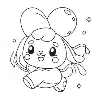Cinnamoroll Fljúgandi Með Blöðrum Litabók Litasíður